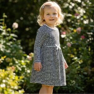 Touched By Nature Black and White Striped Kids Dress
